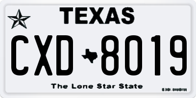 TX license plate CXD8019