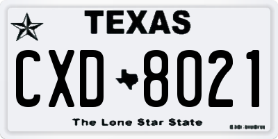 TX license plate CXD8021