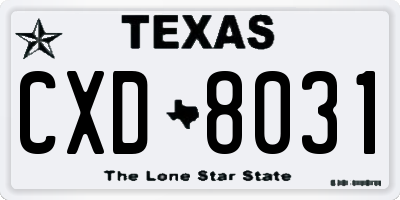 TX license plate CXD8031