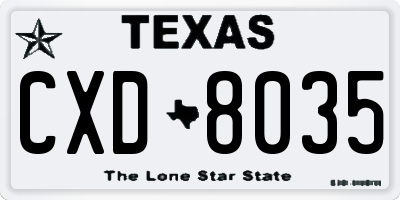 TX license plate CXD8035
