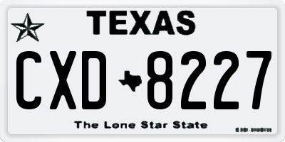 TX license plate CXD8227
