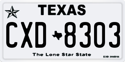 TX license plate CXD8303