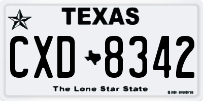 TX license plate CXD8342