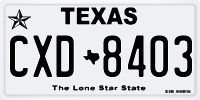 TX license plate CXD8403