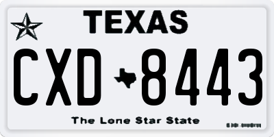 TX license plate CXD8443
