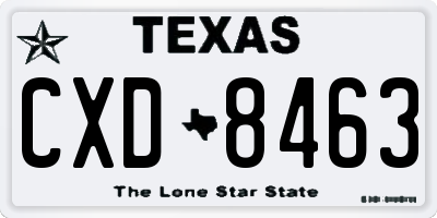 TX license plate CXD8463