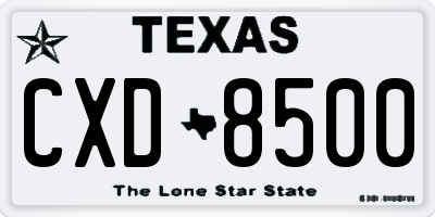 TX license plate CXD8500