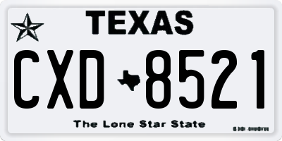 TX license plate CXD8521