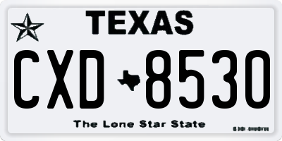 TX license plate CXD8530