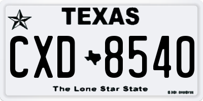 TX license plate CXD8540