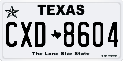 TX license plate CXD8604