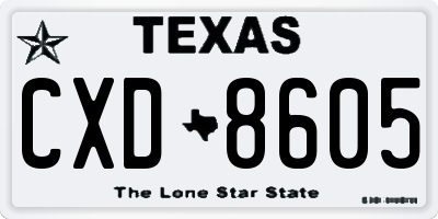 TX license plate CXD8605