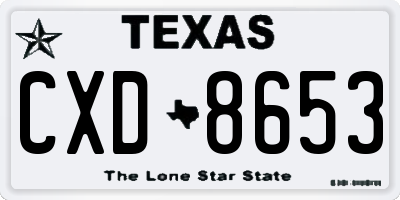 TX license plate CXD8653