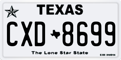 TX license plate CXD8699