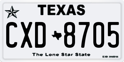 TX license plate CXD8705