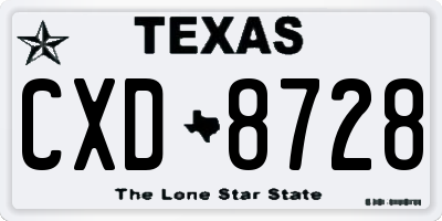 TX license plate CXD8728