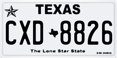 TX license plate CXD8826