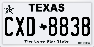 TX license plate CXD8838