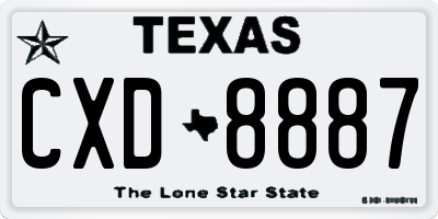 TX license plate CXD8887
