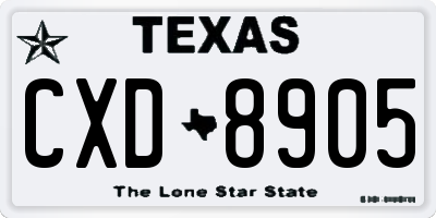 TX license plate CXD8905