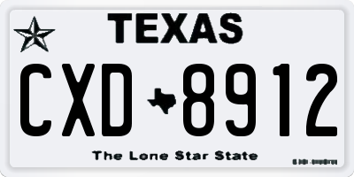 TX license plate CXD8912