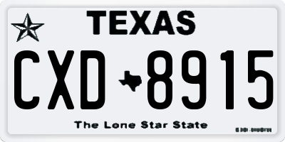 TX license plate CXD8915