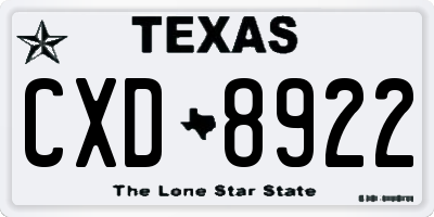 TX license plate CXD8922