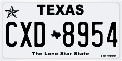 TX license plate CXD8954