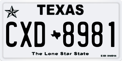 TX license plate CXD8981