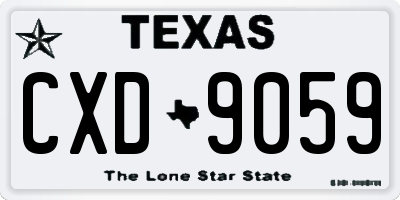 TX license plate CXD9059