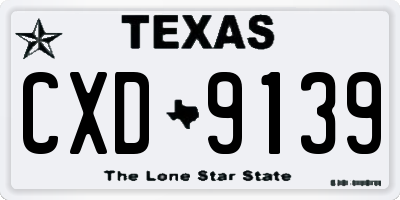 TX license plate CXD9139