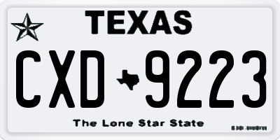 TX license plate CXD9223