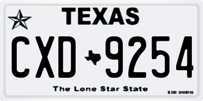 TX license plate CXD9254