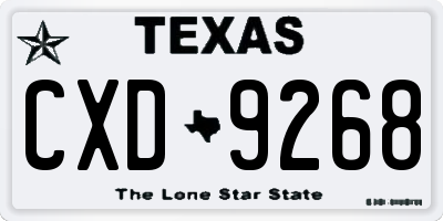 TX license plate CXD9268