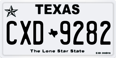 TX license plate CXD9282
