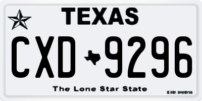 TX license plate CXD9296