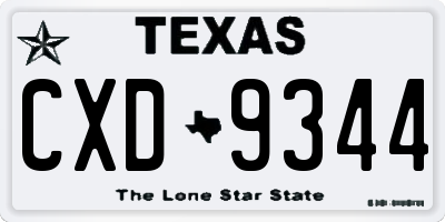 TX license plate CXD9344