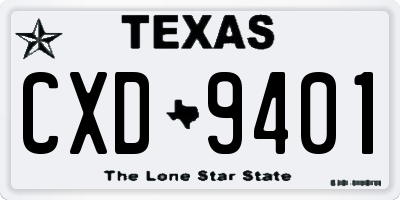 TX license plate CXD9401