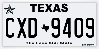 TX license plate CXD9409