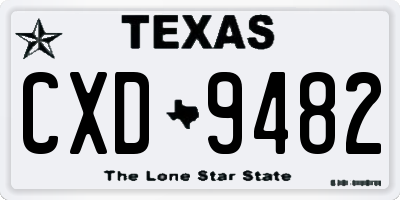 TX license plate CXD9482