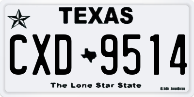 TX license plate CXD9514