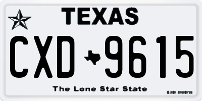 TX license plate CXD9615