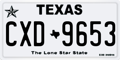 TX license plate CXD9653