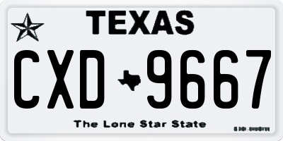 TX license plate CXD9667