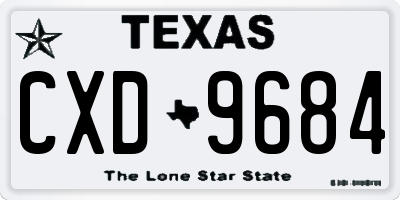 TX license plate CXD9684