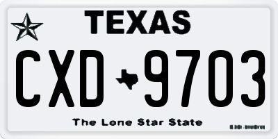 TX license plate CXD9703