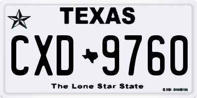 TX license plate CXD9760