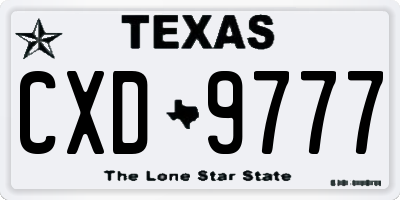 TX license plate CXD9777
