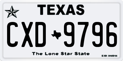 TX license plate CXD9796
