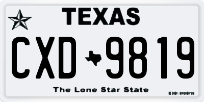 TX license plate CXD9819
